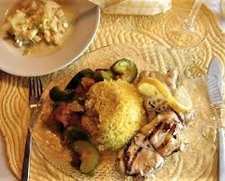 Rape Seeteufel A La Plancha Mit Ratatouille Zuchini Gruner Paprika Tomaten Knoblauch Chili Zwiebel Spargelsalat Mit Ei Safranreis Einfache Gerichte