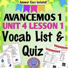 Leccion 1 unidad 1 vocabulario. Avancemos 1 U4l1 Vocab List Quiz Vocab Vocabulary List Vocabulary Quiz