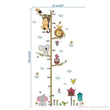 Cartoon Animals Lion Monkey Owl Elephant Height Measure Wall Sticker For Kids Rooms Growth Chart Nursery Room Decor Wall Art Bedroom Wall Decals