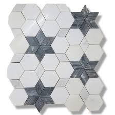 Metallic glass mosaic tiles silver gray 100% glass tile water resistant for kitchen backsplash bathroom shower accent wall decor tstgt151 (5 square feet) 4.7 out of 5 stars 16 $94.50 $ 94. White Hexagon And Dark Grey Hexagram Marble Mosaic Tile Backsplashes Kitchen And Bathroom Buy White Hexagon And Dark Grey Hexagram Marble Mosaic Marble Mosaic Tile Backsplashes Kitchen And Bathroom Kitchen Backsplash Wall Decor