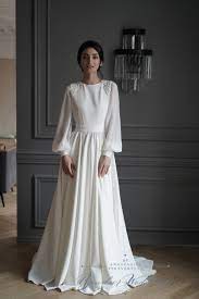 Simple Wedding Dress Minimalist Wedding Dress Long Sleeve Wedding Dress Beach Wedding Dress Modest Wedding Dress Open Back Wedding Dress In 2021 Chiffon Dress Long Wedding Dress Long Sleeve Minimalist Dresses