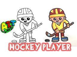 Begin by drawing two curved lines to outline the hockey player's chin and ear. How To Draw A Hockey Player Youtube