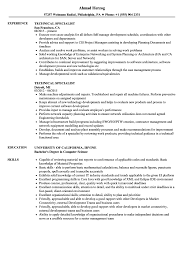 technical specialist resume samples