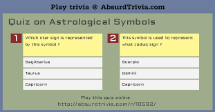Pixie dust, magic mirrors, and genies are all considered forms of cheating and will disqualify your score on this test! Trivia Quiz Quiz On Astrological Symbols