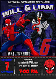 Spiderman And Venom Birthday Party Invitation Amazing Designs Us Spiderman Birthday Invitations Spiderman Birthday Party Spiderman Birthday Party Invitations