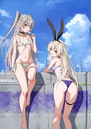 side-tie bikini bottom, small breasts, open mouth, barefoot, bikini - Anime  R34