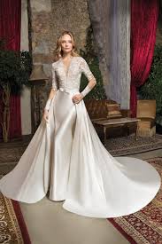 Cosmobella Wedding Dress 7937 This Contemporary Yet Classic Lace And Satin Sheath Gown With Wedding Dress Long Sleeve Wedding Dress Sleeves Wedding Dresses
