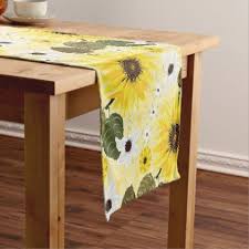 Sunflowers Yellow Tropical Floral Short Table Runner Zazzle Com Floral Table Runner Personalized Table Runner Table Runners
