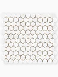Glass mosaic tiles are especially useful for achieving a unique look because they come in many different colors, sizes and finishes. East Haven Penny Round Mosaic Penny Round Mosaic Hexagon Floor Tile Pattern Mosaic Tile Bathroom Wall
