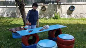 Bahce Hobby Masa Tabure Araba Lastigi Geri Donusum Cevreci Tabure Dogal