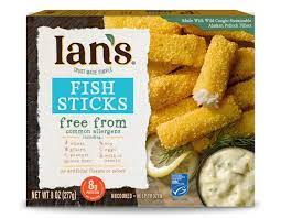 Ingredients fish sticks whole pollock fillets, batter (water, yellow corn flour, corn starch, sea salt, garlic powder) breader (milled corn, cane sugar). Fish Sticks