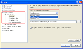 Different Options For Query Results In Sql Server Management Studio