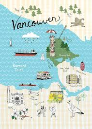 Illustrated Map Of Vancouver Bc Canada Imagenes De Mapas Mapas Mapas Del Mundo