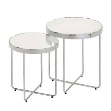 Take this set for example crafted from plastic and wood, this open. Alessio Set Of 2 Chrome End Tables Nest Of Tables Side Tables