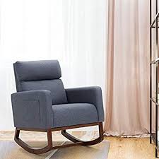 amazon com avawing living room rocking chair comfortable rocker fabric padded seat wood ba living room rocking chairs living room rocking chair rocking chair