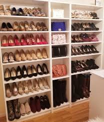 Ikea Billy Bookcases 2 Large 1 Small For Shoe And Handbag Display In Spare Room Turned Walk In Clos Walk In Closet Ikea Spare Bedroom Closets Closet Bedroom