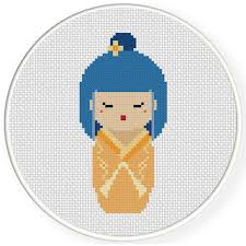 10 w x 1o h ~ stitch count : Cute Japanese Geisha Stitch Pattern Daily Cross Stitch