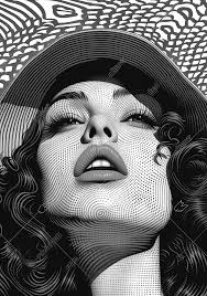 Midjourney prompt: a black and white drawing of a woman,