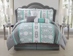 Fun and bold mainstays gray and teal bed in a bag modern comforter set, geometric triangle print with teal blue gray and pink coral, great for dorms and kid's rooms! Bedding 7 Piece Briallan Teal Gray Comforter Set Home Garden Casaalvarezrh Com