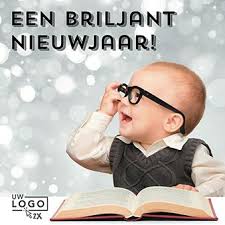 Grappige Nieuwjaarskaart Met Een Afbeelding Van Een Kindje Met Bril En Een Boek Links Onder De Kaart Is Ru Grappige Kerstkaarten Nieuwjaar Kerst Foto Kaarten