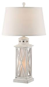 31 Distressed White Finish Lantern Night Light Table Lamp Wilford Lee Home Accents