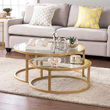 Southern Enterprises Evelyn Gold Cocktail Nesting Tables Ck4290 Bellacor In 2021 Nesting Cocktail Table Living Room Coffee Table Nesting Coffee Tables