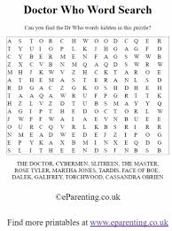Doctor Who Printables Wordsearch And Anagrams Kids Word Search Indiana Jones Free Printable Puzzles