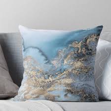 Blue And Gold Marble Throw Pillow Blue And Gold Living Room Blue And Gold Bedroom Blue Throw Pillows