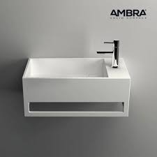 Lave Mains Suspendu Vasque Rectangle En Solid Surface 50 Cm Mona D Lave Main Lave Main Wc Lavabo Suspendu