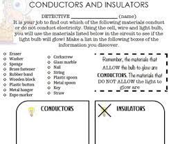 Conductors And Insulators Science Classroom 4th Grade Science Physical Science