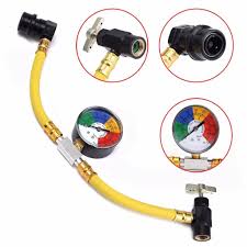 Car ac air conditioner r134a refrigerant refill coolant recharge hose gauge kit. R134a Hose Recharge Can Tap Car Air Conditioning Freon Pressure Gauge Pipe Measuring Buy At A Low Prices On Joom E Commerce Platform