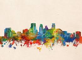 #jasperisms #conversations with a 3 year old #minneapolis #minneapolis skyline #capella tower #broken circle building. Minneapolis Skyline Watercolor Digital Art By Bekim M