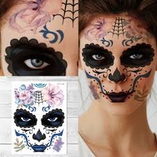 Set of 2 X Sugar Skull Temporary Tattoo Waterproof Day of the Dead Calavera  All Souls' Day