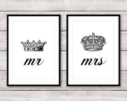Black And White Crown Set Of Two 2 Mr And Mrs His Hers King Queen By Lochnessstudio 32 00 Crown Tattoo Him And Her Tattoos Letter Stamps