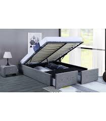 Lit Double Coffre En Tissu Gris Et 2 Compartiments Siggy Lit Coffre Chambre A Coucher Avec Dressing Modele De Lit
