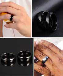 Custom Black Engagement Rings Surgical Steel Simple Wedding Bands Black Engagement Ring Titanium Engagement Rings Custom Engagement Ring