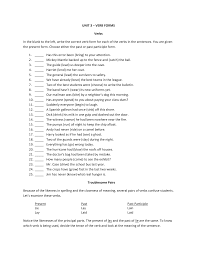 unit 3  verb forms verbs in the blank
