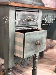 Painted Antique Vanity With Stained Top Under A Texas Sky Painting Wooden Furniture Furniture Rustic Furniture