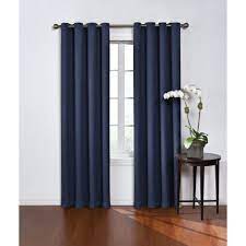 Eclipse Navy Geometric Blackout Curtain 52 In W X 84 In L 13703052084nvy The Home Depot Eclipse Curtains Panel Curtains Curtains