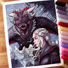 Daenerys And Drogon Drawing Game Of Thrones By Lethalchris On Deviantart Drawings Drawing Games Anime Artwork