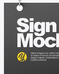 Download Sign W Chain Mockup In Indoor Advertising Mockups On Yellow Images Object Mockups PSD Mockup Templates