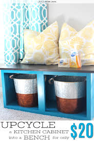 Drill pilot holes and drive screws through the lower face frame into the upper. Upcycle A Kitchen Cabinet Into A Storage Bench For Only 20