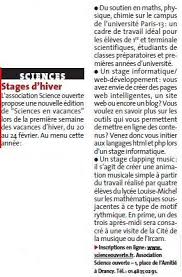 Stages Vacances Association Science Ouverte