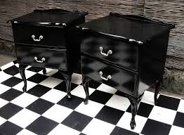 Queen Anne Bedside Tables With Two Drawers In Black Furniture Makeover Inspiration Queen Anne Furniture Furniture Restoration