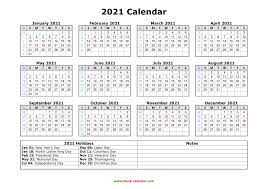 You can also see the current year's calendar and holidays on the top side of the website. Free Download Printable Calendar 2021 With Us Federal Holidays One Page Horizontal