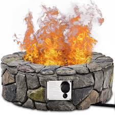 Arriving with sparkling fire glass for a stylish touch, just add a standard 20lb propane tank behind the convenient hinged door. Costway 28 Propane Gas Fire Pit Outdoor 40 000 Btus Stone Finish Lava Rocks Cover Walmart Com Walmart Com