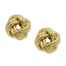 Large Love Knot 10k Yellow Gold Stud Earrings 13mm Diameter Gold Earrings Studs Yellow Gold Earrings Studs Modern Chic Jewelry