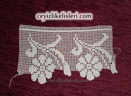 Havlu Pike Takimi Kenar Dantel Filet Crochet Tig Isi Semasi Tig Isi Sablonu