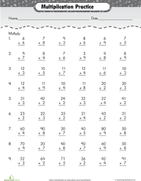 Two Minute Multiplication Worksheet Education Com 3rd Grade Math Worksheets Math Drills Math Worksheets