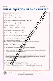Linear Equation In One Variable Linear Equations Solving Linear Equations Linear